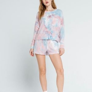 Roxy Women's Magic Hour Tie Dye Sweatshirt in Pink & Blue Size Large